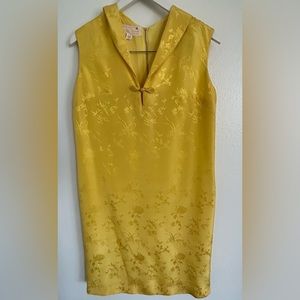 Vintage one of a kind yellow silk lined dress custom-made from Hong Kong.
